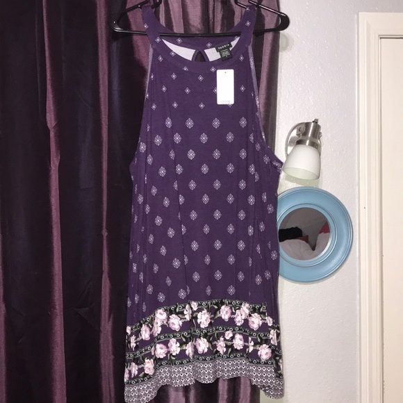 Deep purple/High neck tunic top - Picture 1 of 5